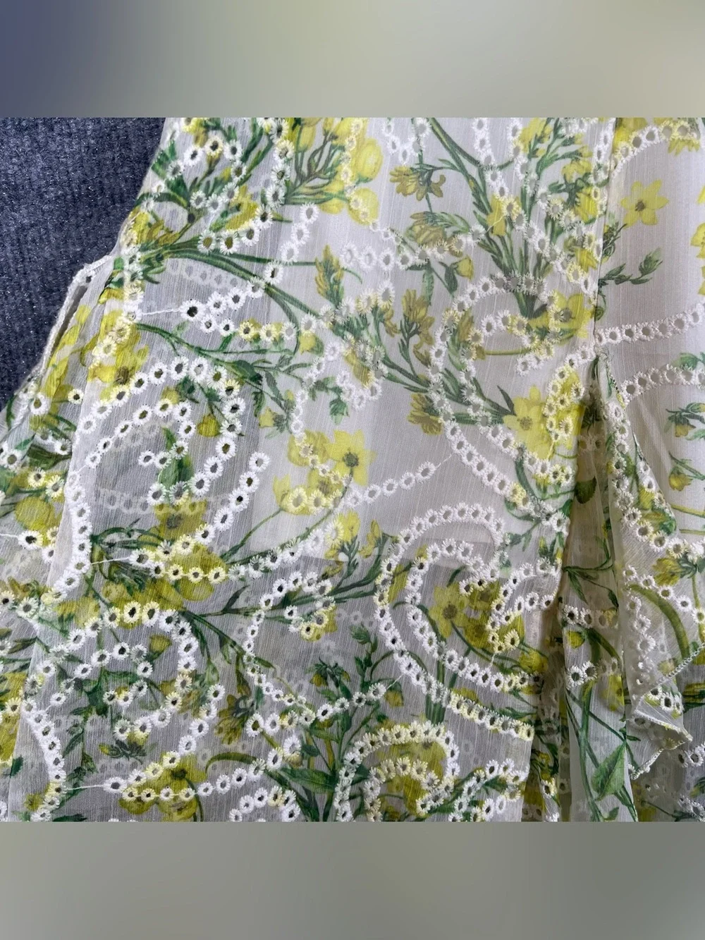 Alice+Olivia Jocelyn Womens 2‎ Sun Ditsy Floral Eyelet Embroidered Midi Skirt